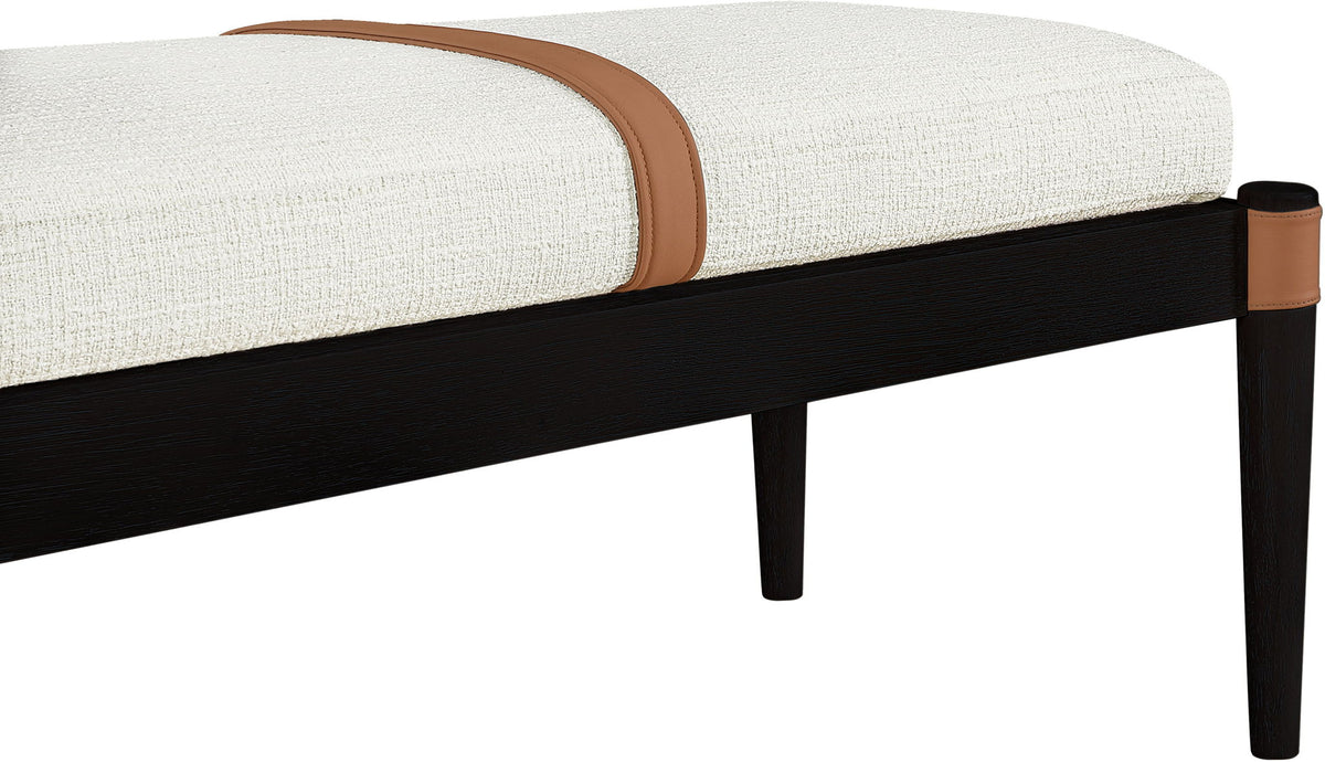 Nara - Linen Textured Fabric Upholstered Bench - Painted Black