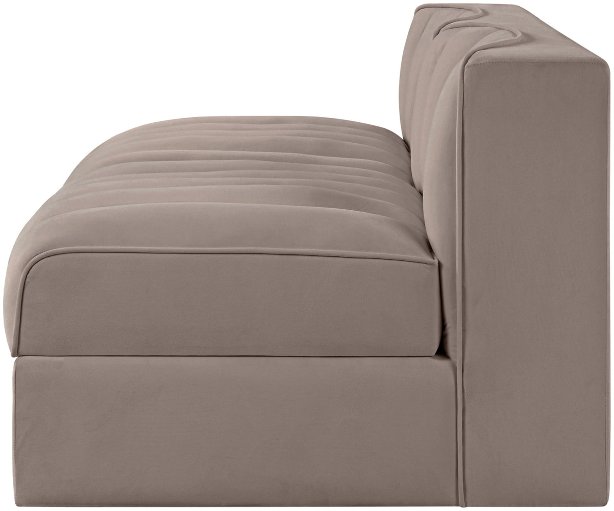 Rummi - Velvet Performance Fabric Upholstered 2 Piece Modular Armless Loveseat