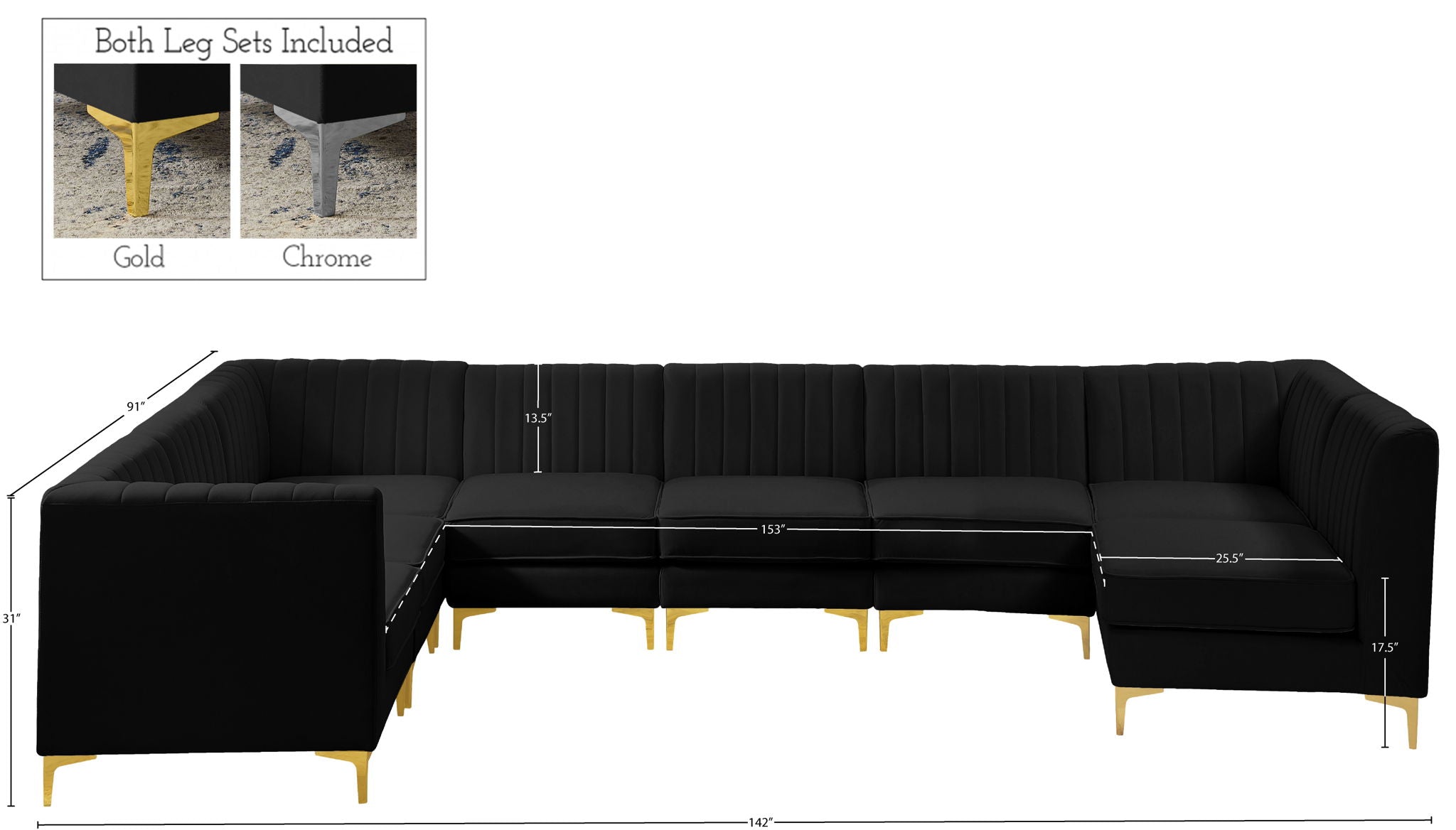 Alina - 8 Piece Velvet Modular Sectional