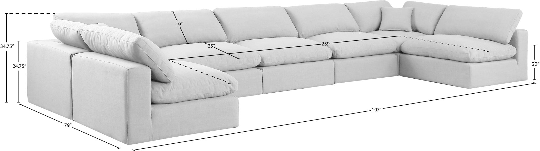 Comfy - 7 Piece Linen Modular Armless Sectional