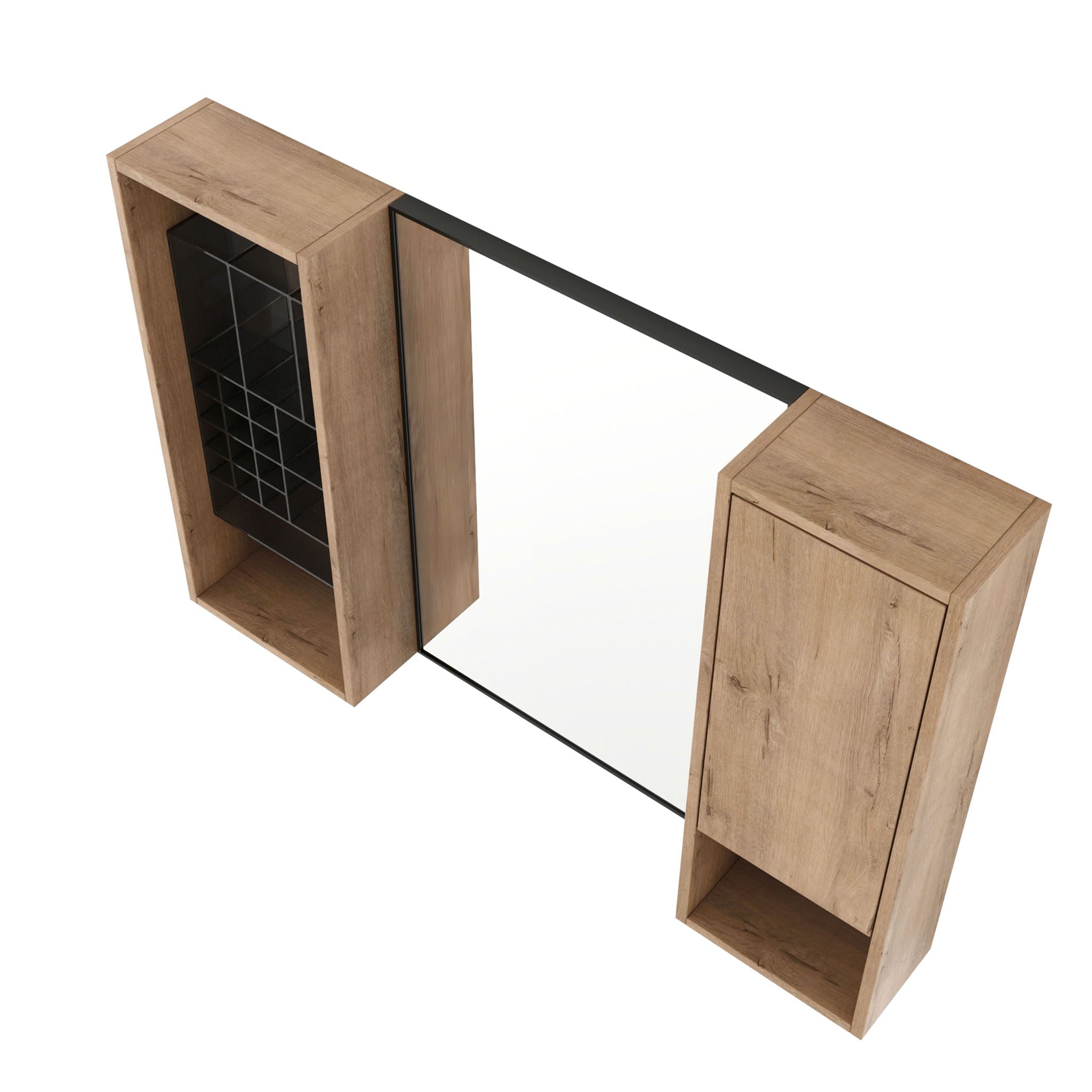 41.3" Wall Mounted Cabinet With Storage, Medicine Cabinet With Door And Adjustable Shelves - Imitative Oak