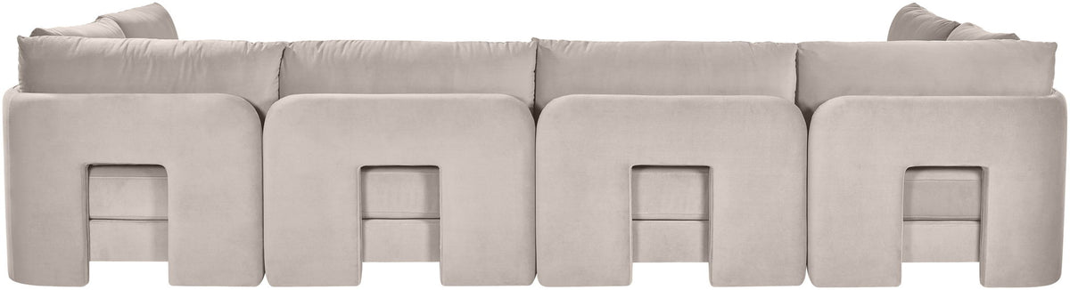 Hammond - Velvet Performance Fabric Upholstered 6 Piece U-Shaped Armless Sectional