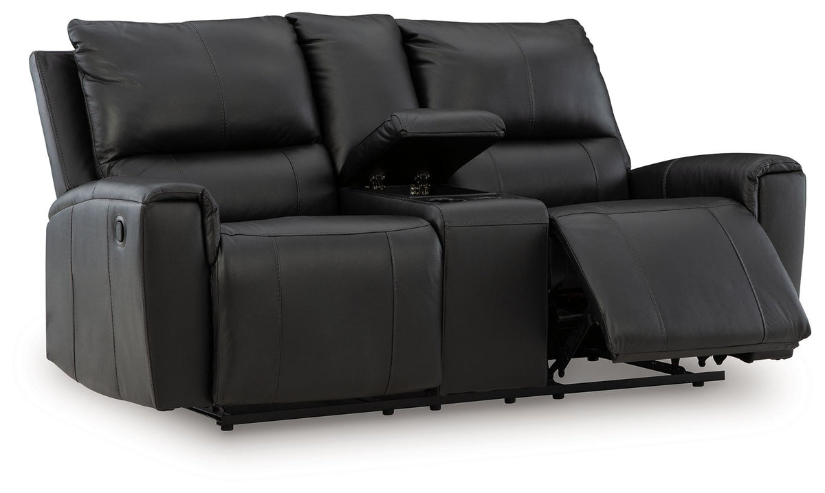 Glossmore - Reclining Loveseat With Console - Black
