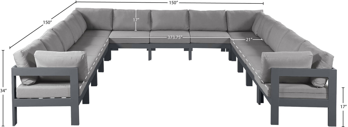 Nizuc - Outdoor Patio 13 Piece Modular Sectional With Gray Frame
