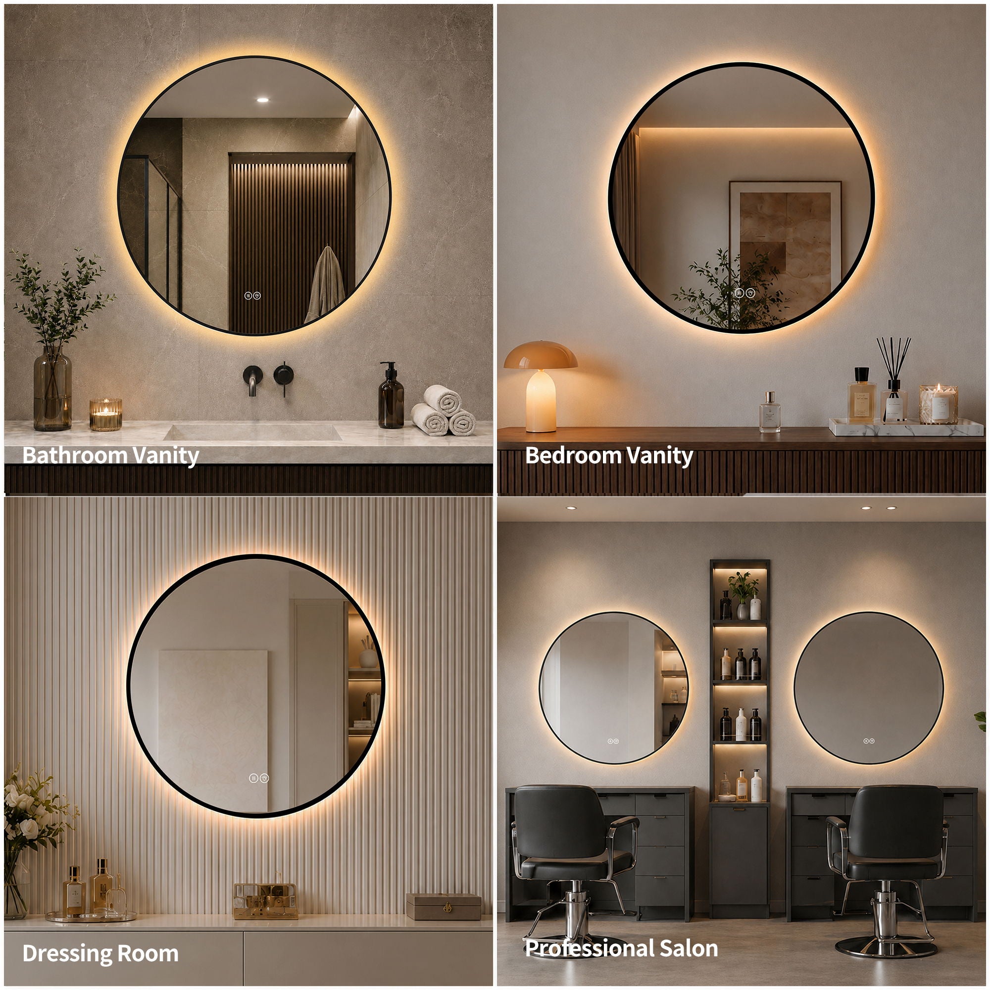 Round Framed Dimmable ED Bathroom Mirror With Anti Fog