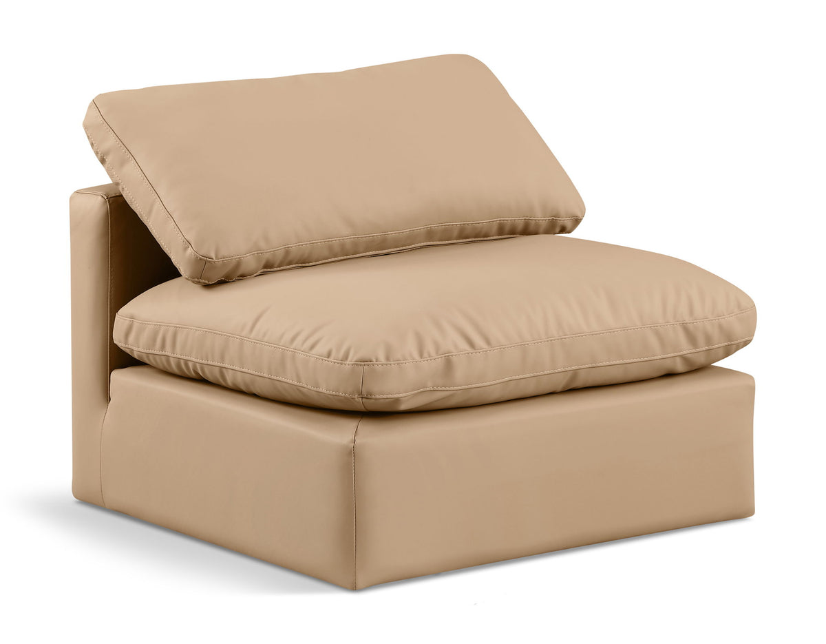 Indulge - Faux Leather Armless Chair - Tan