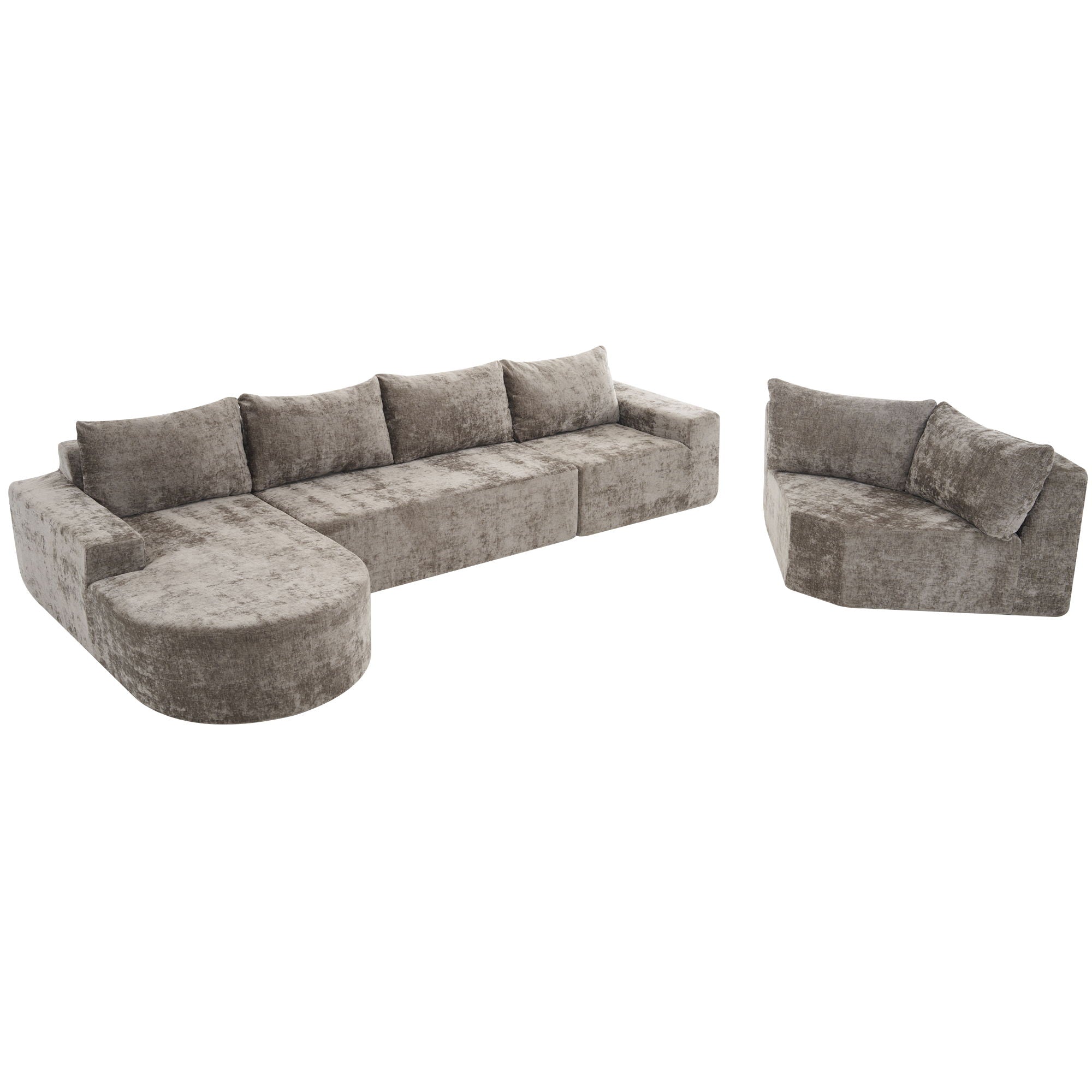 Modular Cloud Sectional Sofa Set, U-Shaped Upholstered Couch With Deep Seat