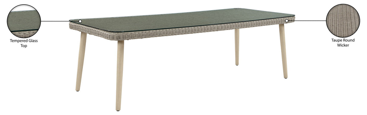 Seacrest - Tempered Glass Top And Wicker Outdoor Patio Dining Table