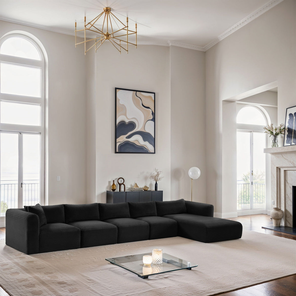 Shaggy - 5 Piece Modular Sectional With Chaise
