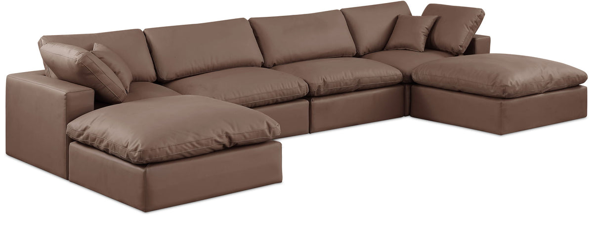 Comfy - 6 Piece Faux Leather Modular Double Chaise Sectional