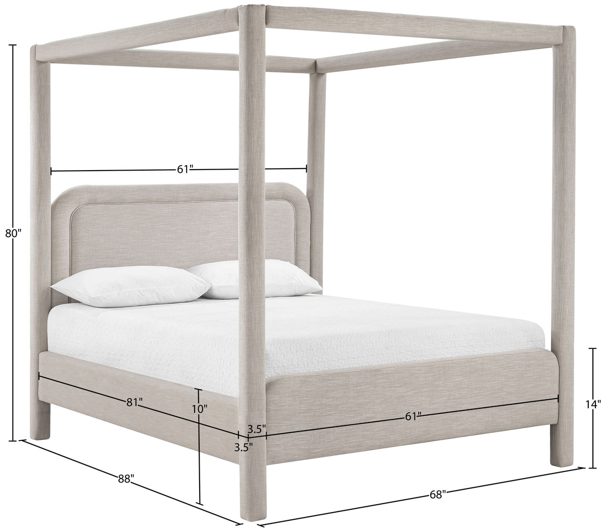 Salina - Linen Textured Fabric Upholstered Bed