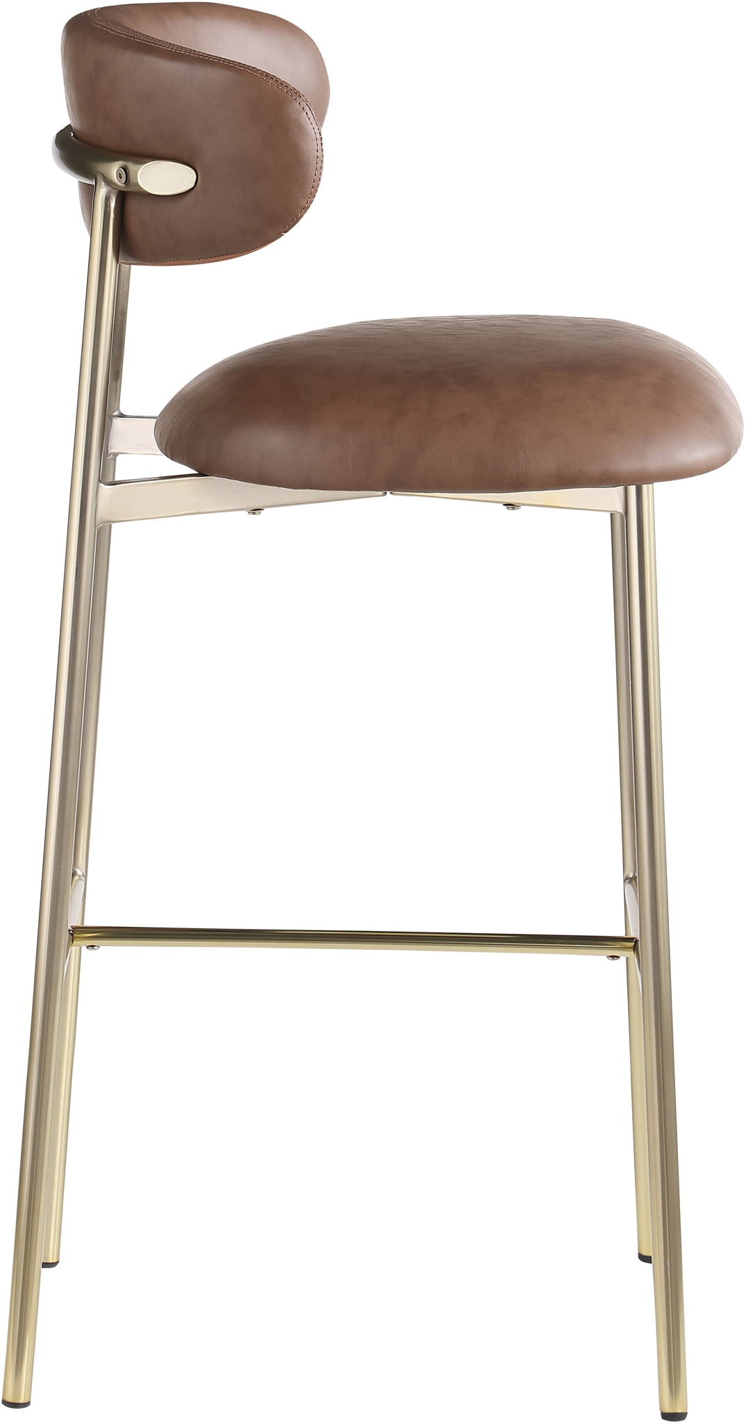 Lupita - Vegan Leather Upholstered Bar Stool With Brushed Gold Frame (Set of 2)