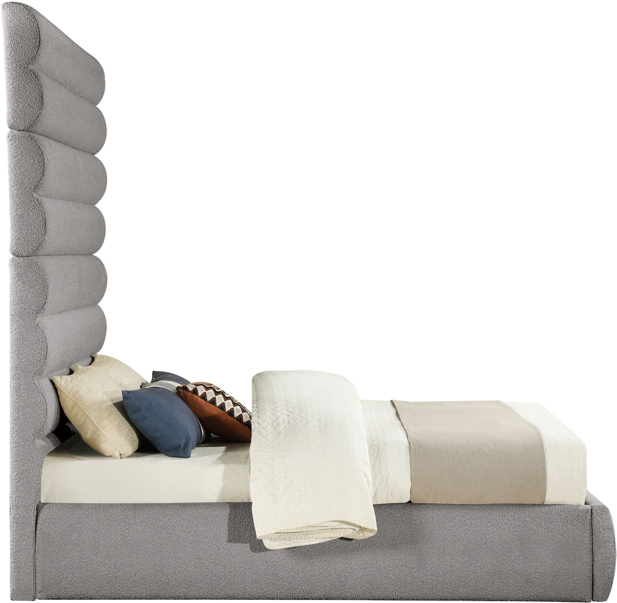 Adam - Boucle Fabric Bed With 89" Headboard