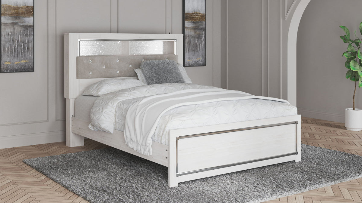 Altyra - Queen Panel Bookcase Bed With Roll Slats - White