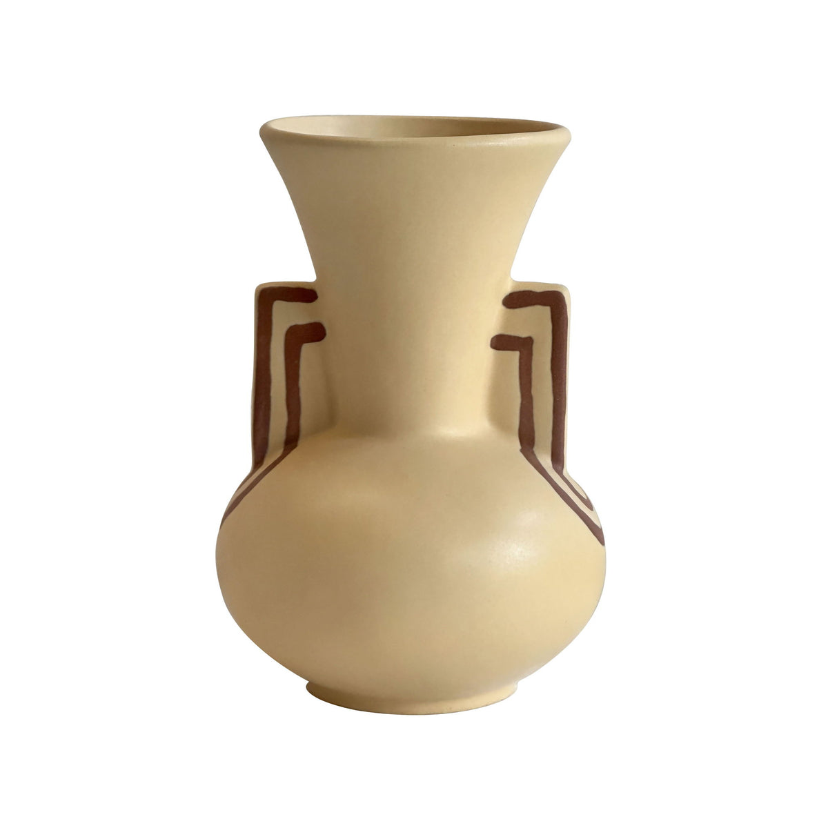 Earthenware - Line Art Trumpeter Vase - Beige