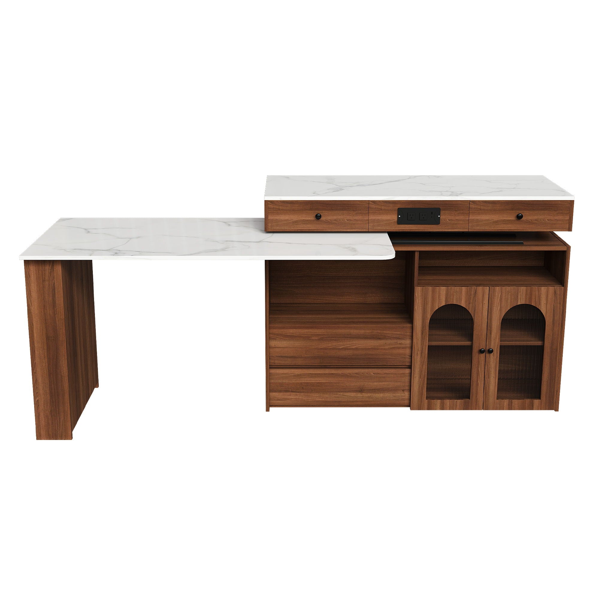 Kitchen Island With Extendable & Rotating Table