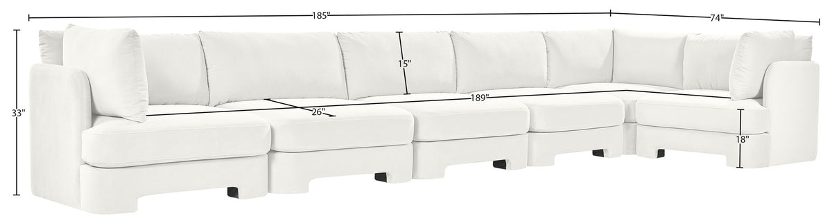 Hammond - Velvet Performance Fabric Upholstered 6 Piece L-Shaped Sectional