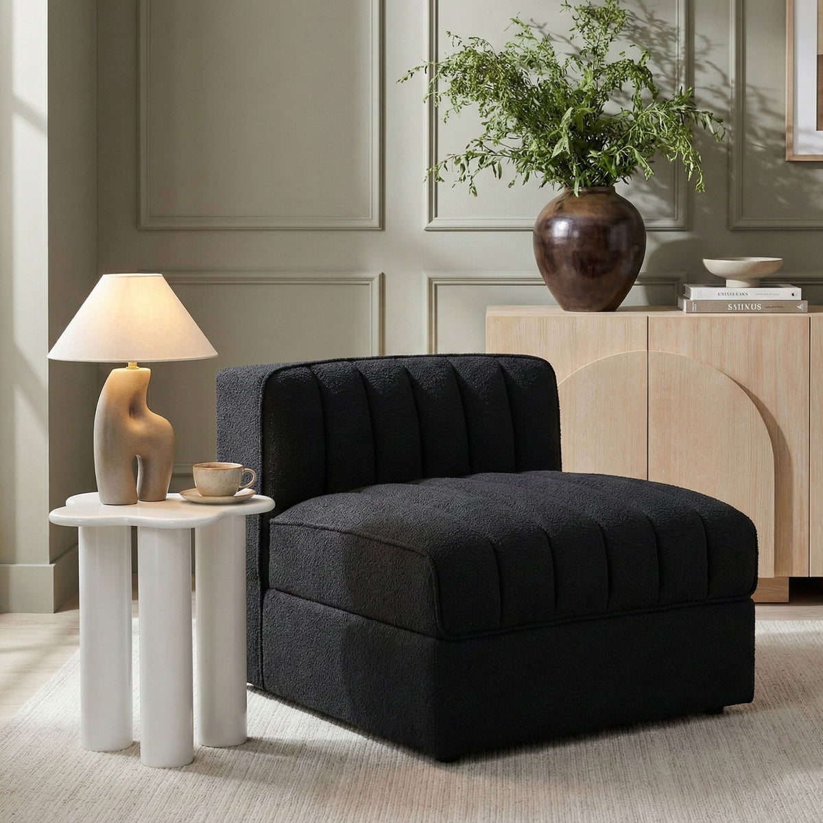 Rummi - Velvet Performance Fabric Upholstered Modular Armless Chair