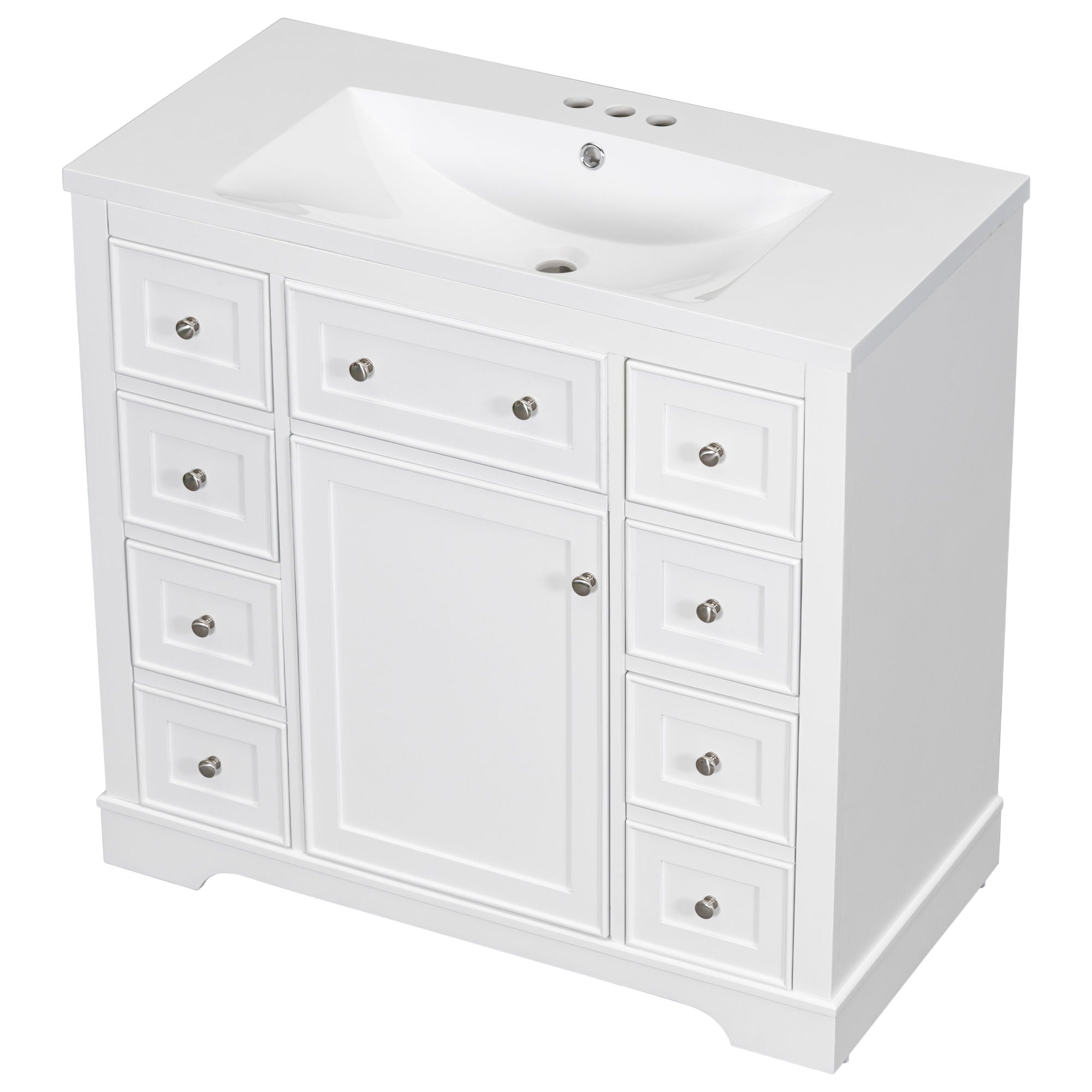 Modern Bathroom Vanity With Sink Combo, 6 Drawers And 1 Cabinet
