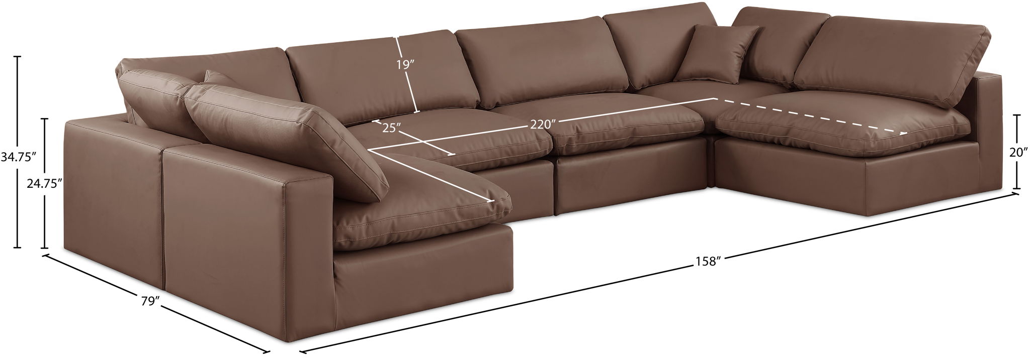 Comfy - 6 Piece Faux Leather Modular Armless Sectional