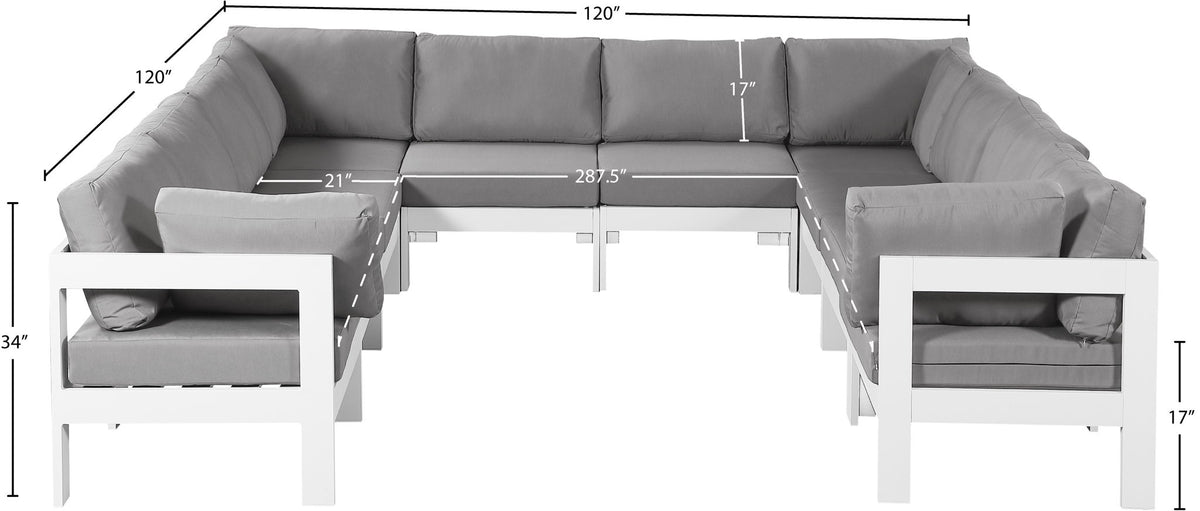 Nizuc - Outdoor Patio 10 Piece Modular Sectional With White Frame