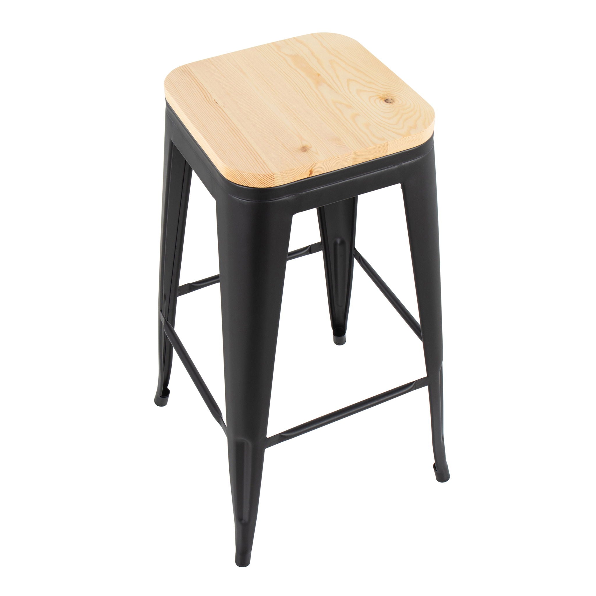 Oregon - Contemporary Barstool (Set of 2) - Black / Natural