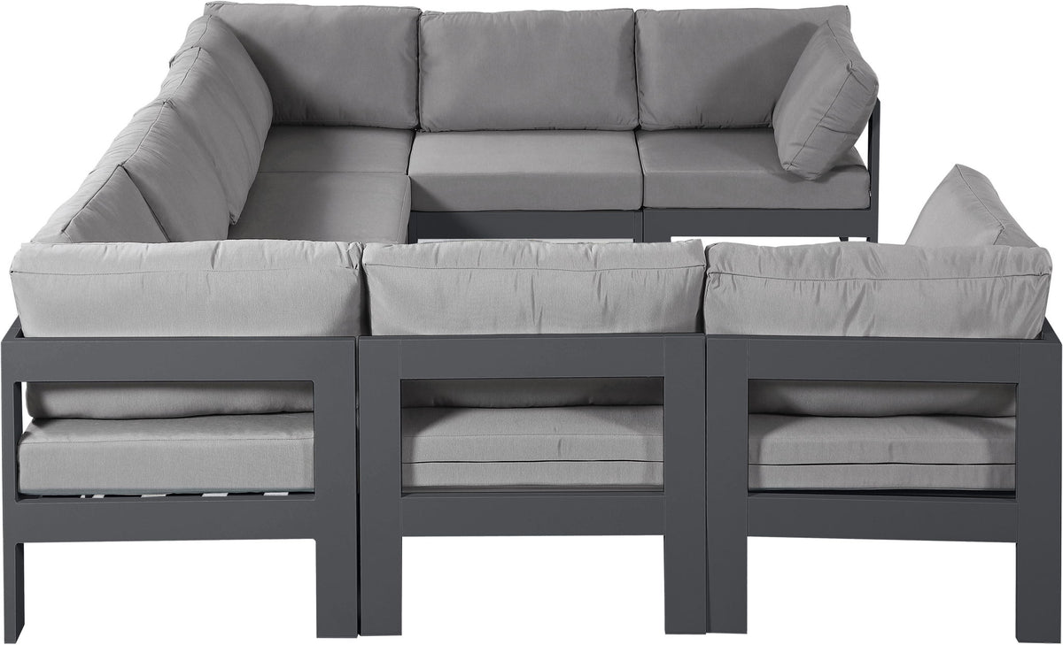 Nizuc - Outdoor Patio 8 Piece Modular Sectional With Gray Frame