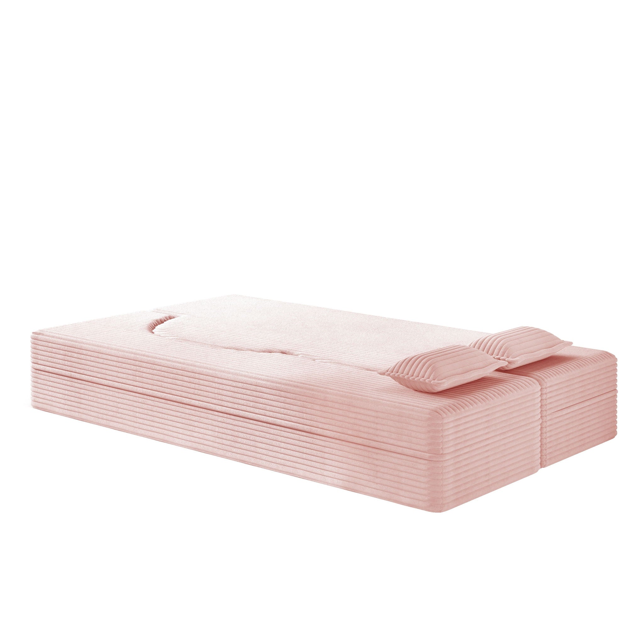 Modern Floor Sofa With 2 Pillows, Convertible Twin Size Folding Mattress For Living Room