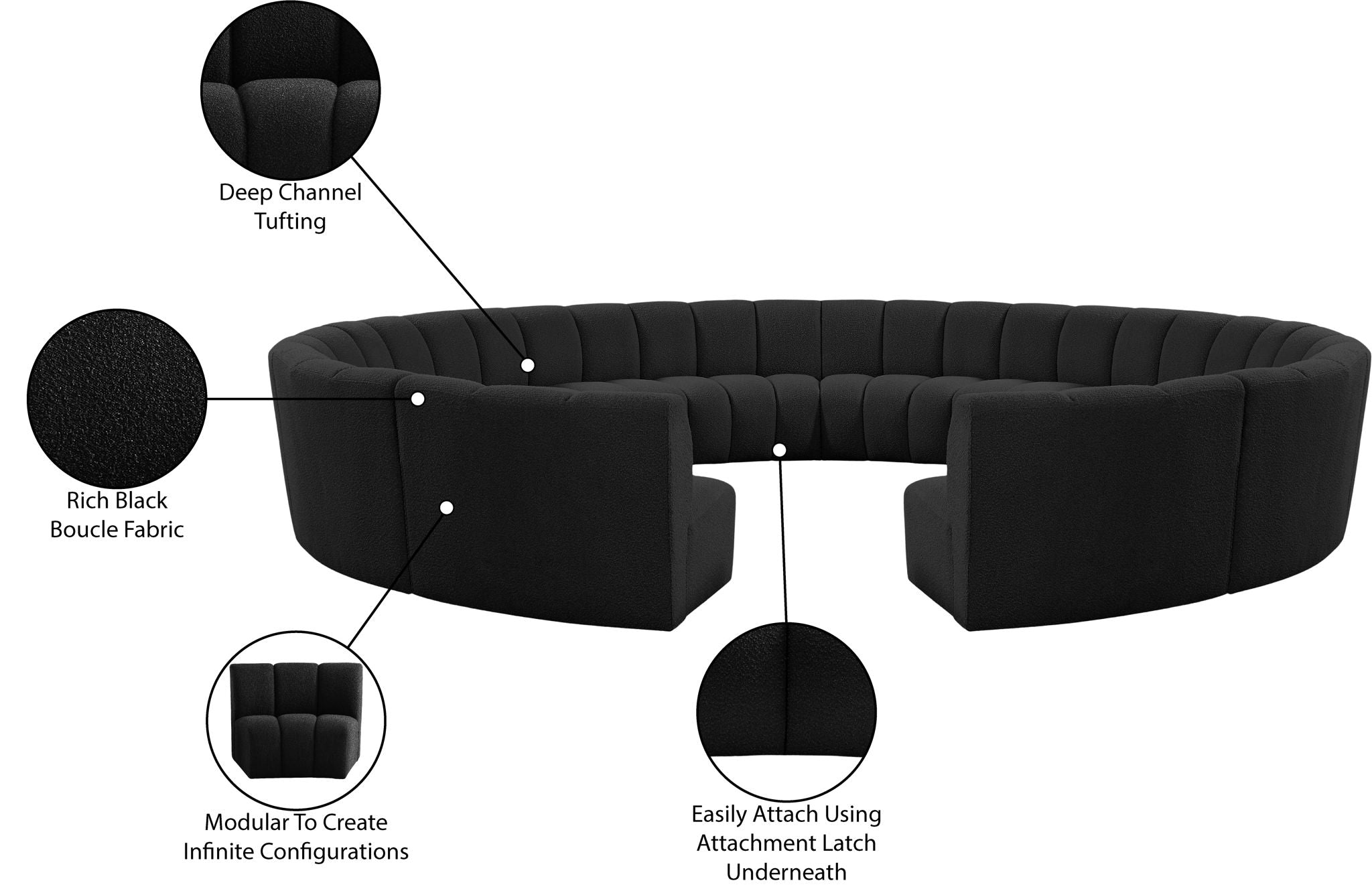 Infinity - 12 Piece Boucle Modular Sectional