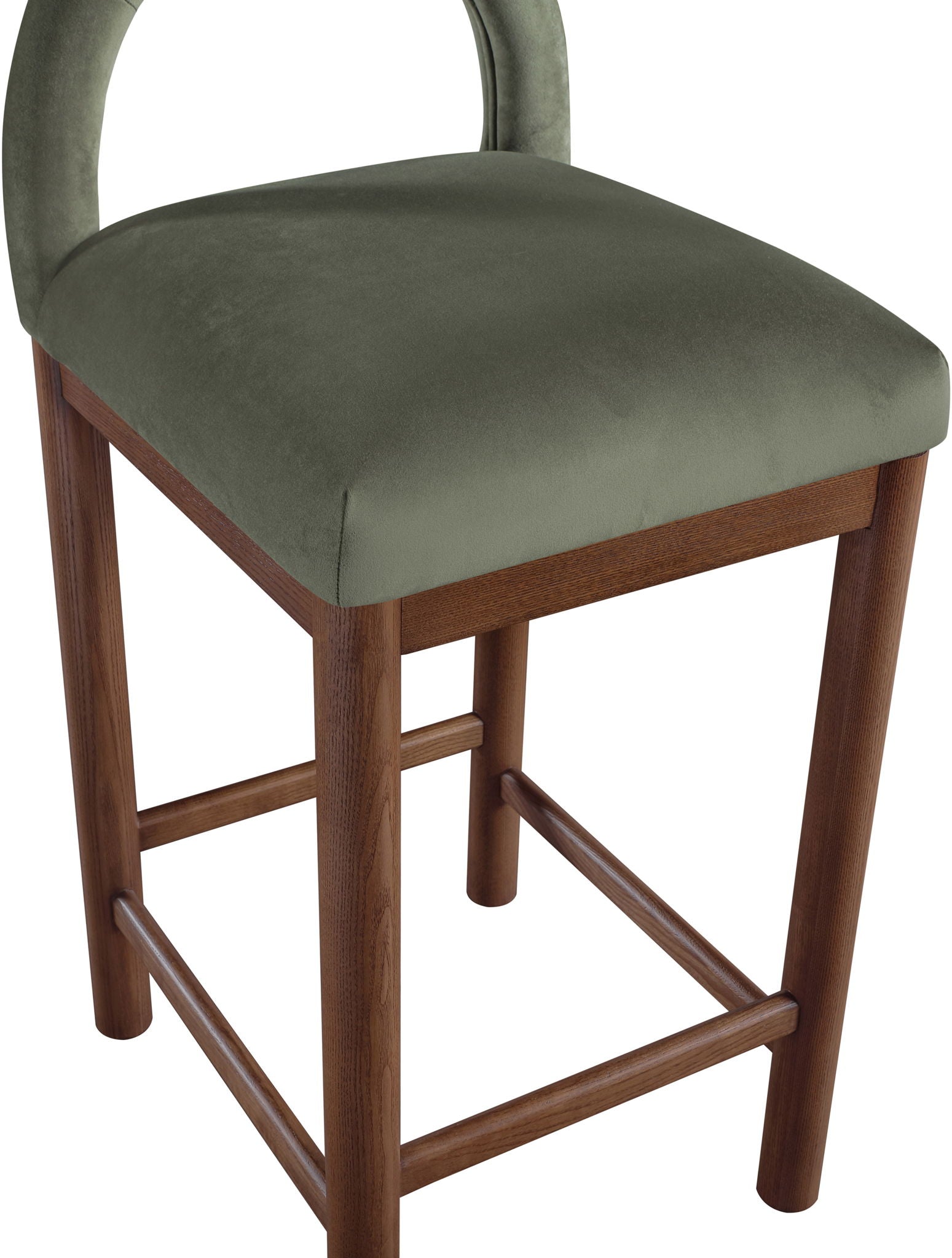 Conrad - Velvet Counter Stool With Brown Legs