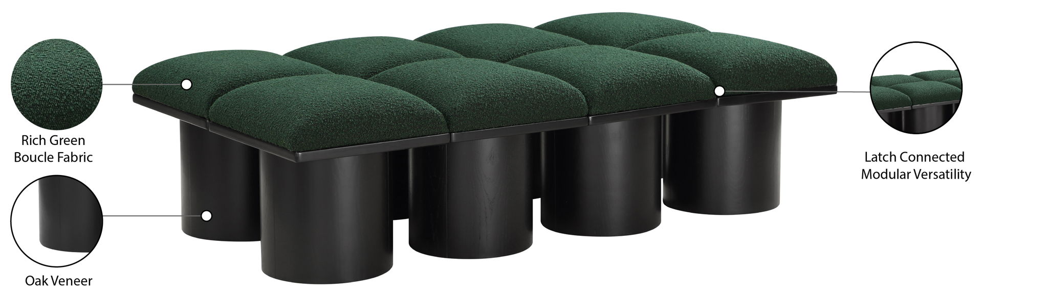Pavilion - 8 Piece Modular Bench With Black Base
