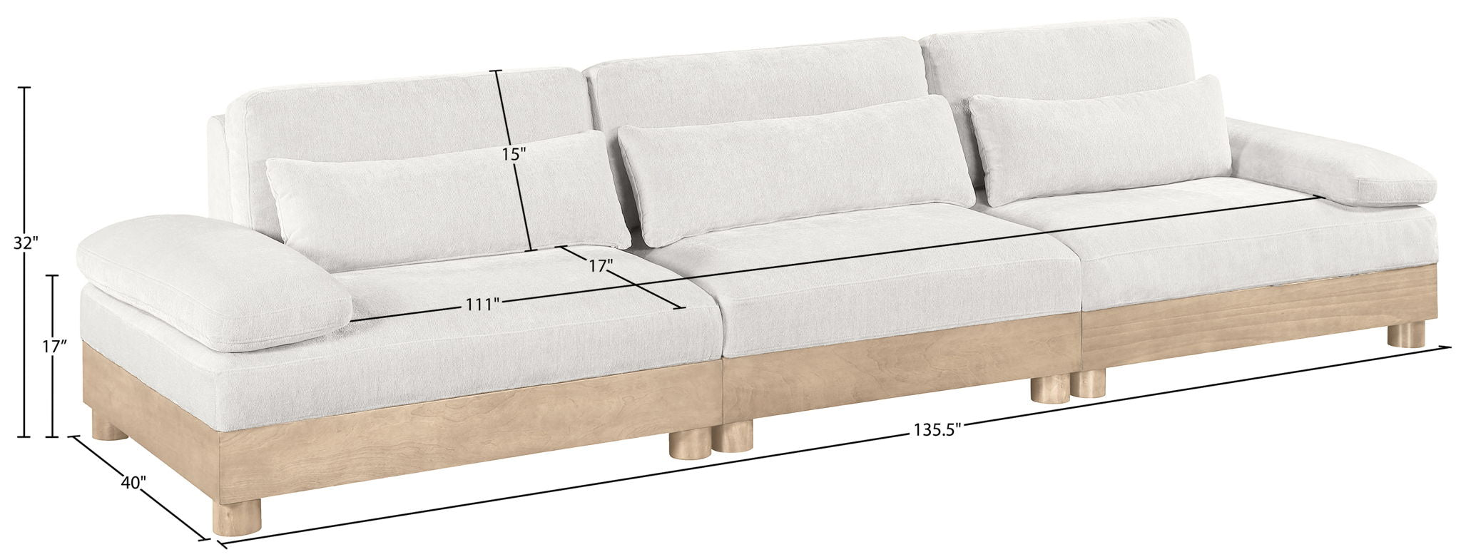 Turin - Chenille Fabric Upholstered Modular Sectional - White