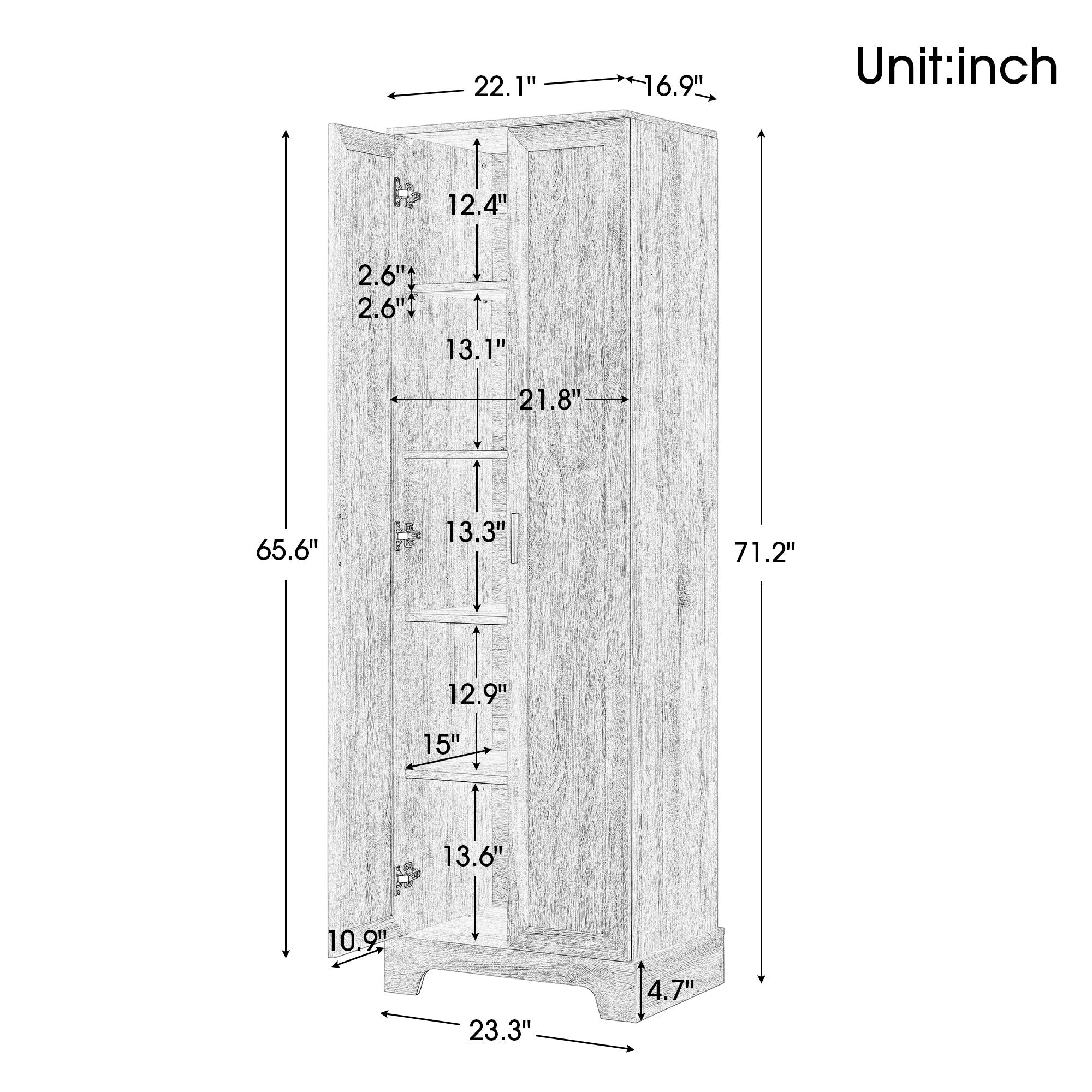 Storage Cabinet With Adjustable Shelves, 2 Doors, Rectangle Design For Bathroom
