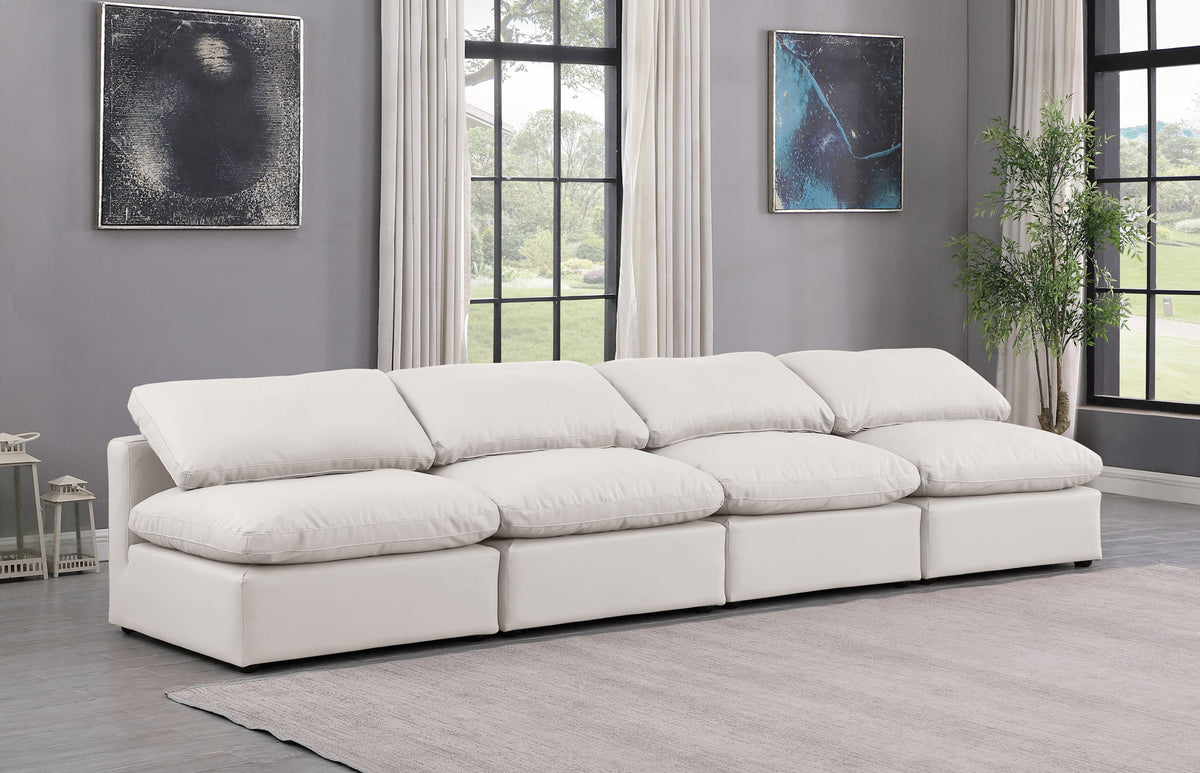 Indulge - Faux Leather 4 Seat Modular Armless Sofa