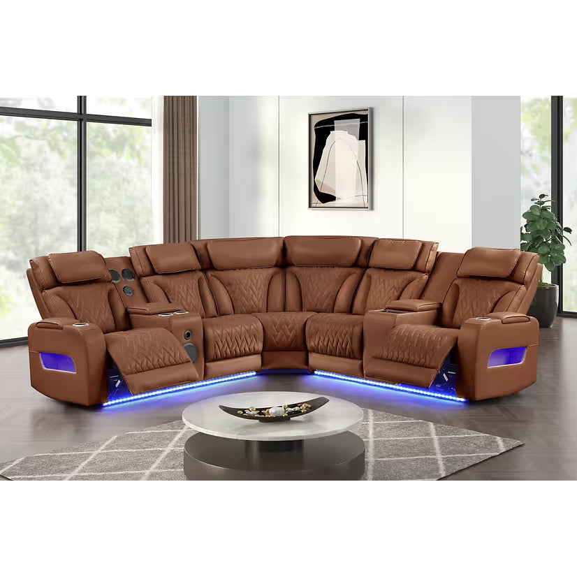 Skyline Caramel Power Reclining Sectional