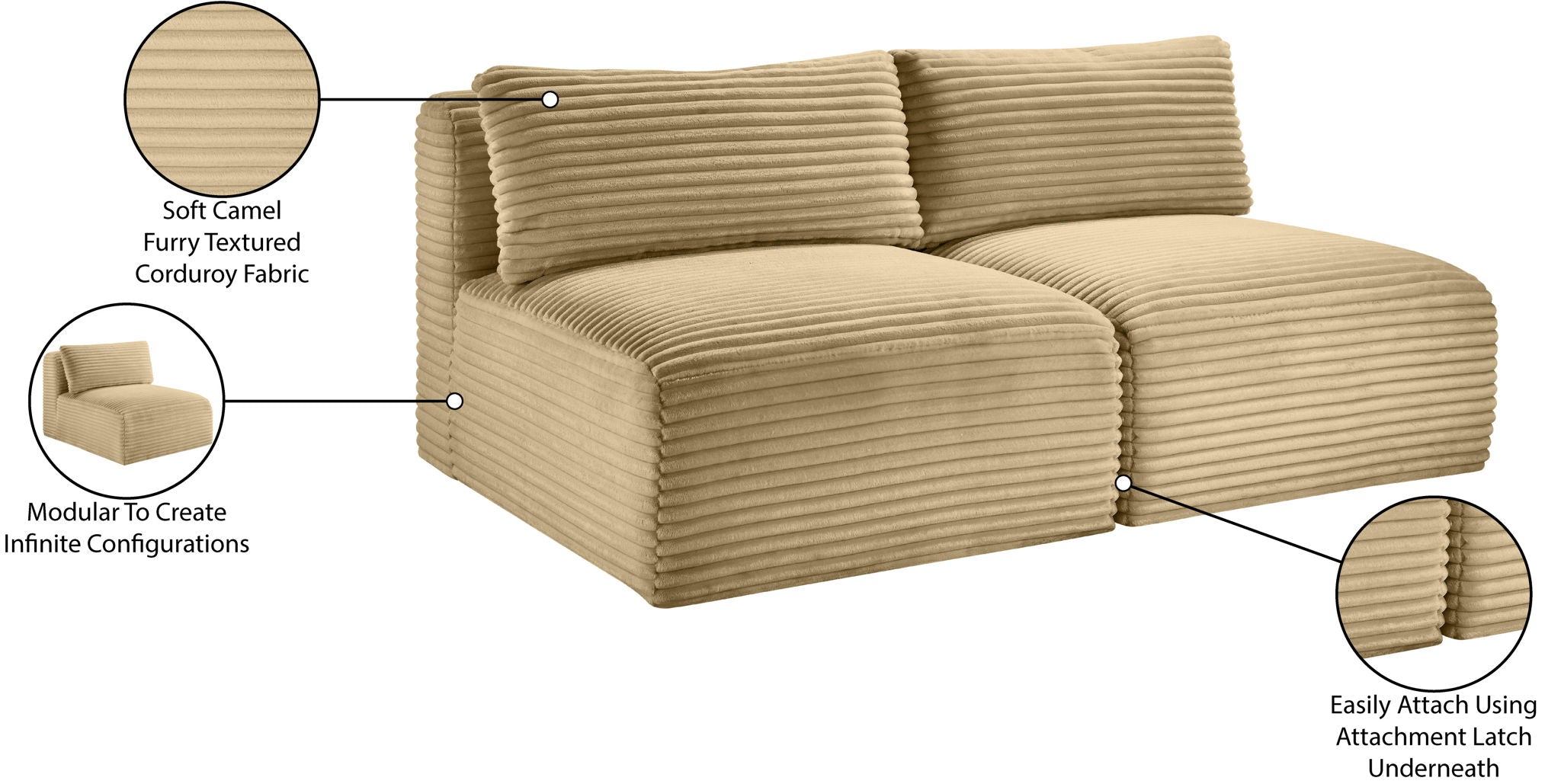 Shaggy - 2 Seat Modular Armless Sofa