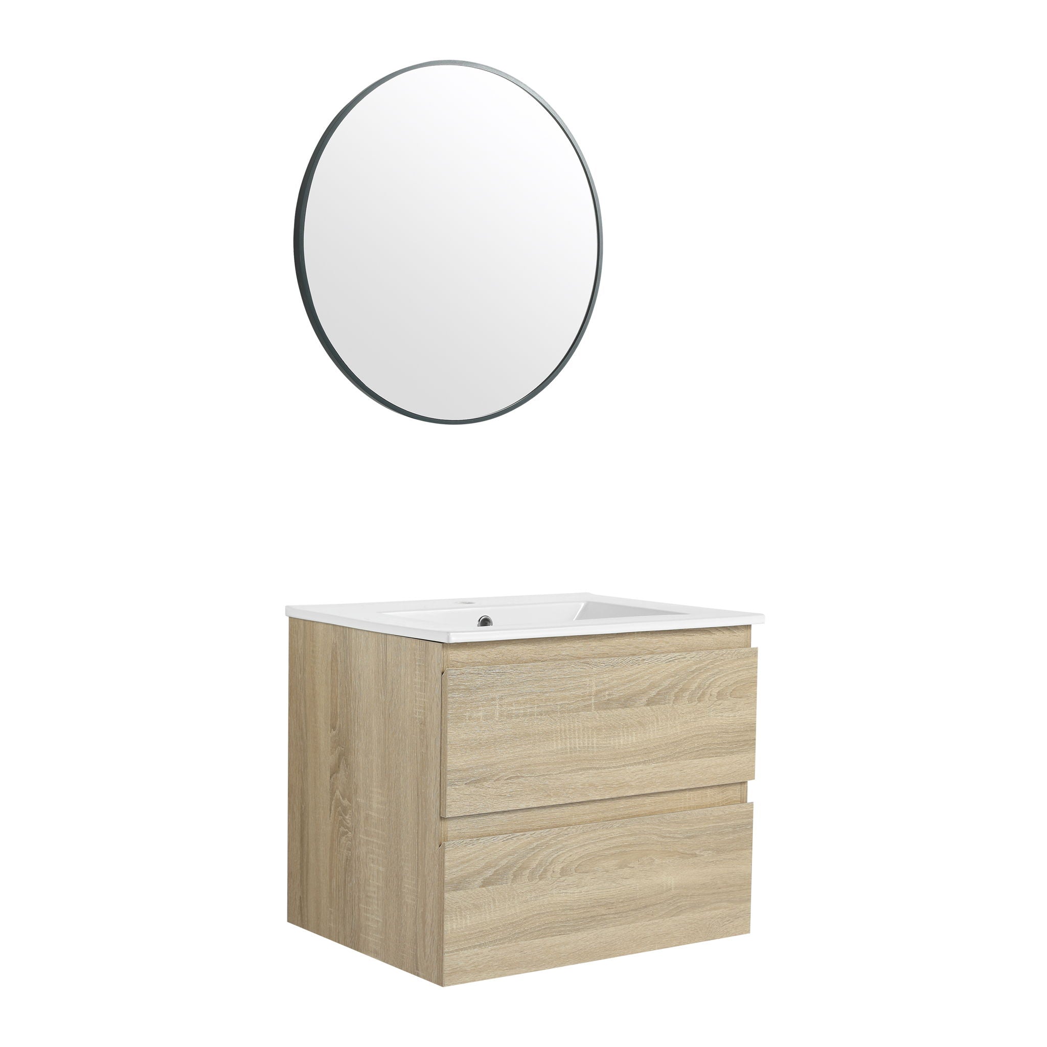 Wall Mounted Bathroom Vanity & Sink, 2 Soft Close Drawers