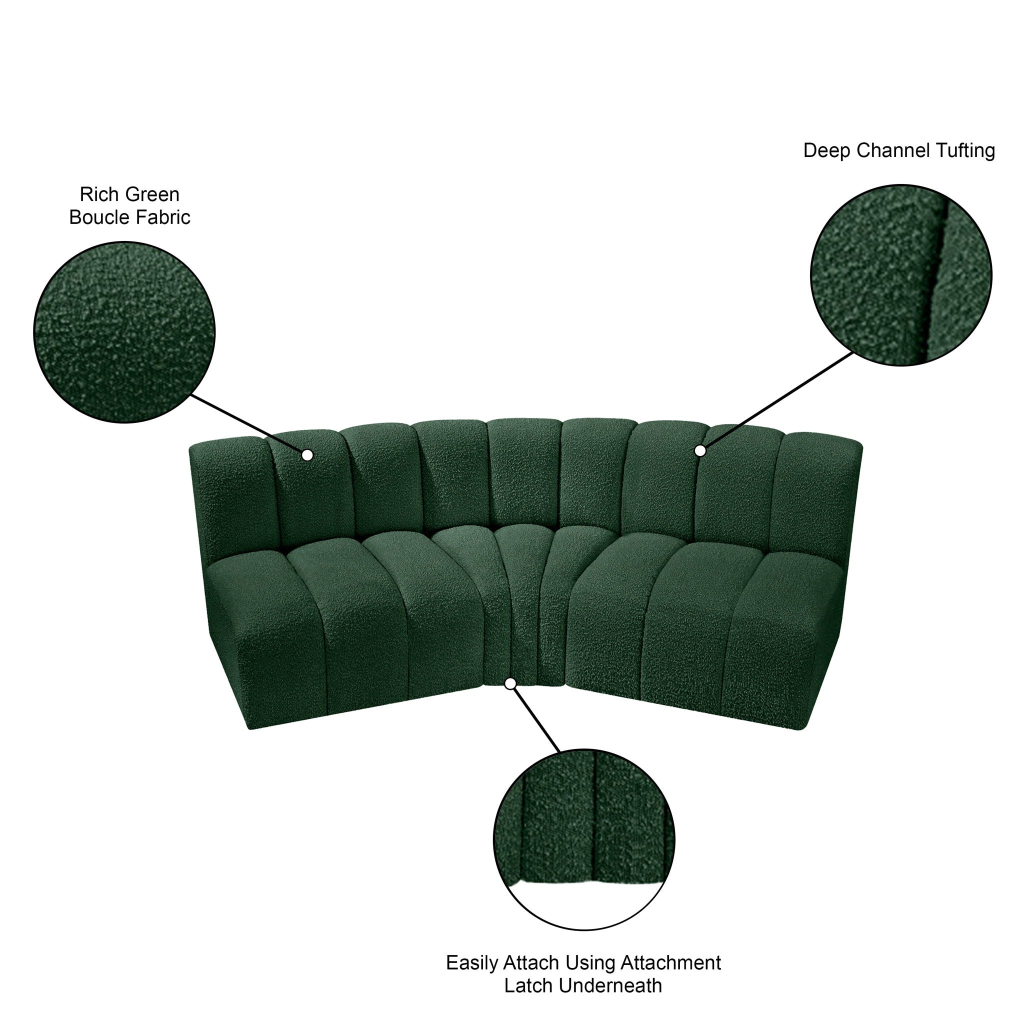 Arc - Boucle Fabric 3 Piece Modular Corner Sofa