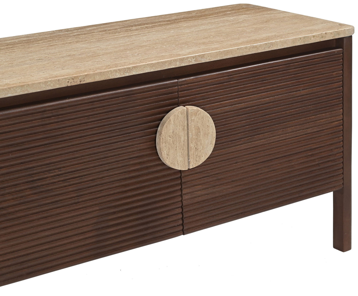 Varenna - 69" Genuine Marble And Acacia Wood Media Console