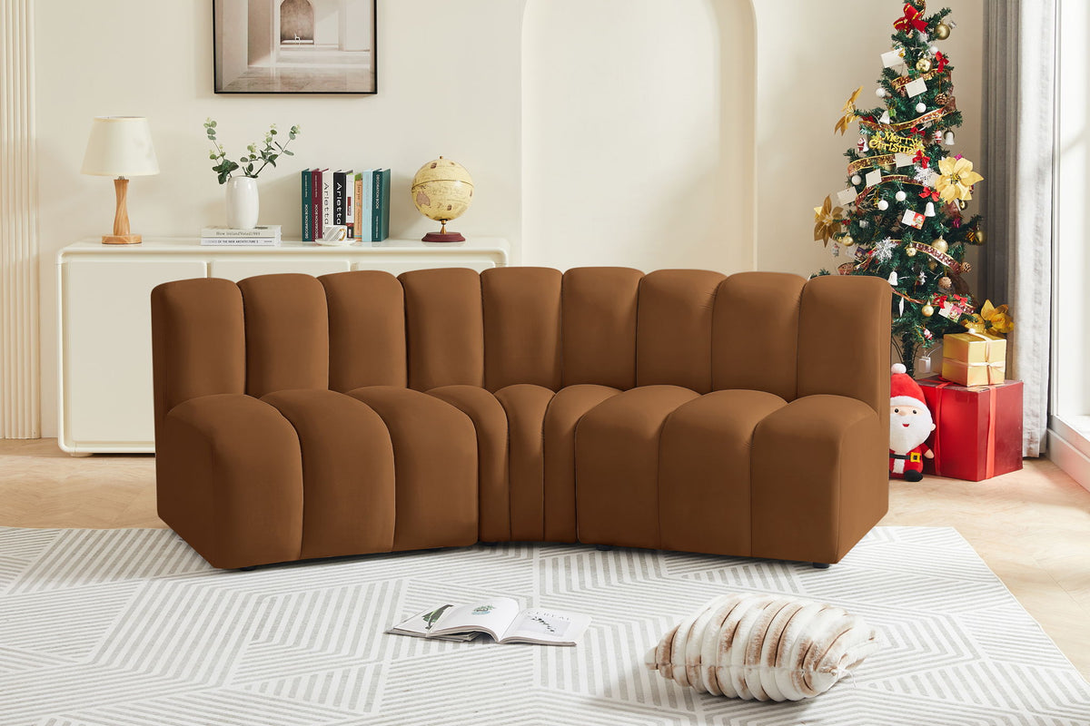 Arc - Velvet 3 Piece Modular Corner Sofa - Saddle