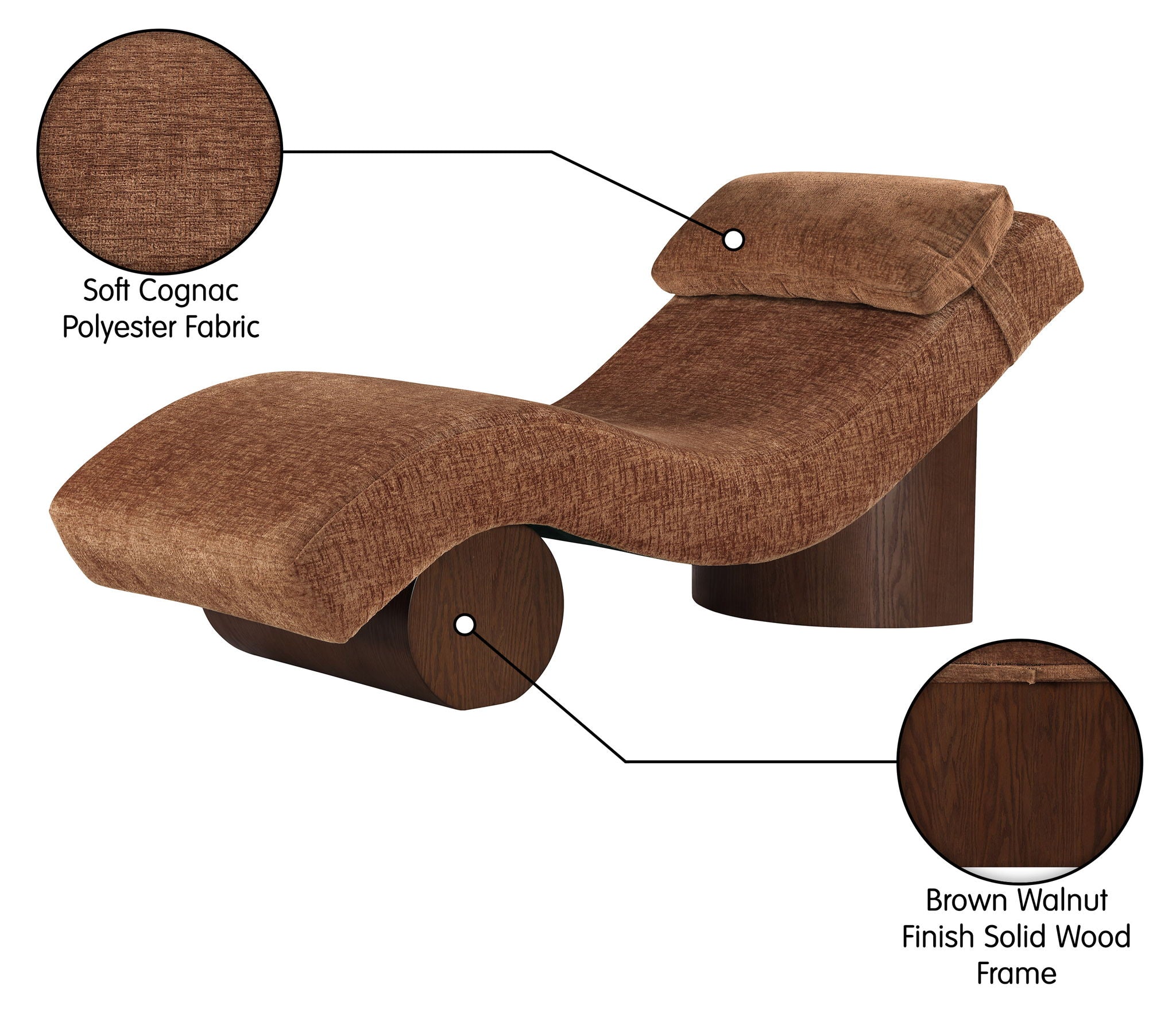 Marcella - Chaise Lounge - Walnut Base