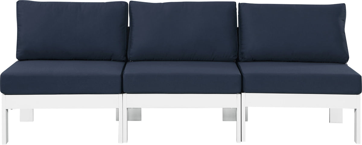 Nizuc - Outdoor Patio 3 Seat Armless Modular Sofa With White Frame