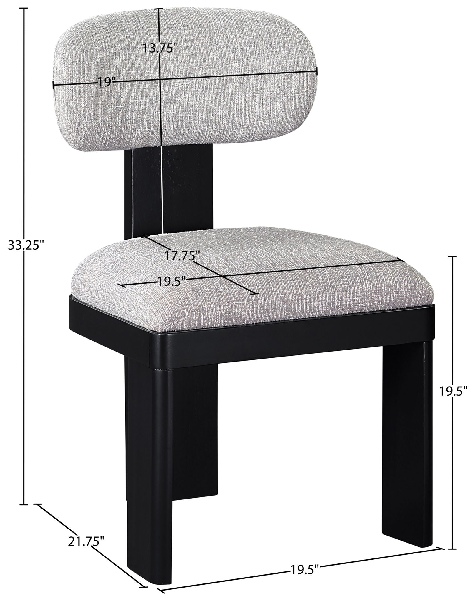 Timbra - Linen Textured Fabric Upholstered Dining Chair (Set of 2) - Black Base