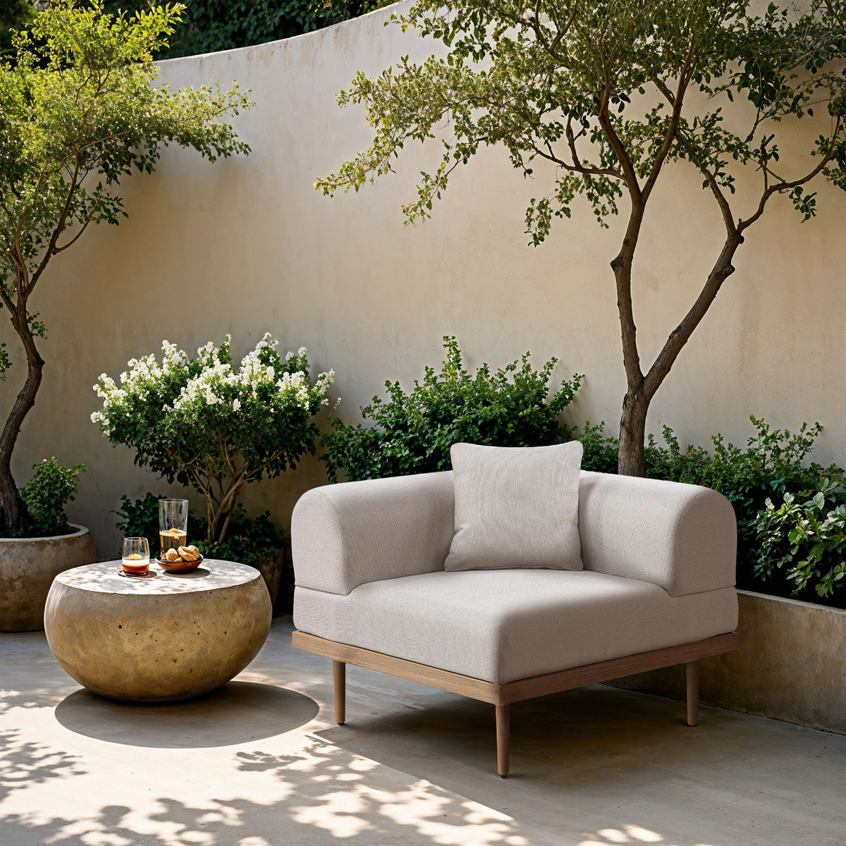 Laguna - Resilient Water Resistant Fabric Upholstered Outdoor Patio Modular Corner Chair