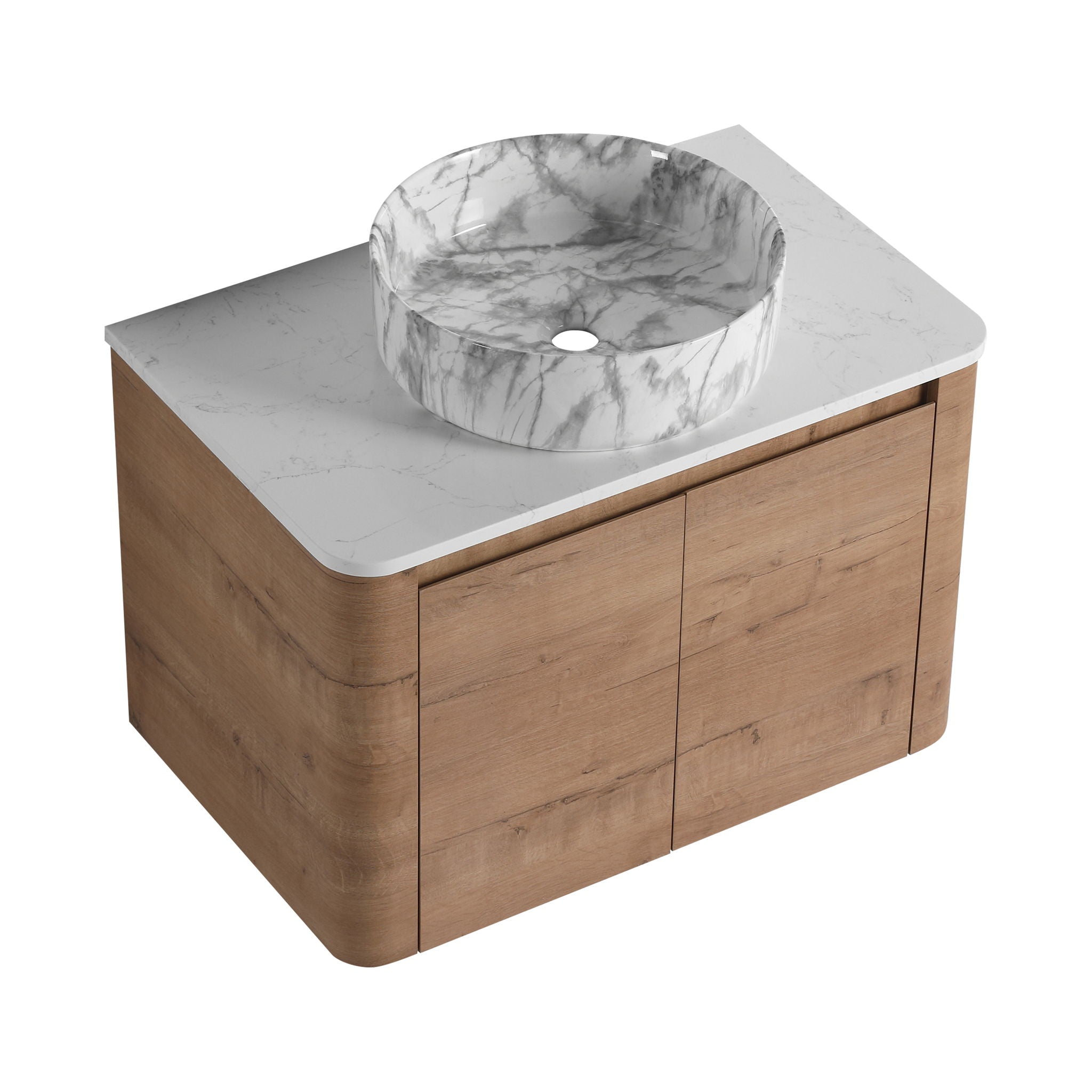 Wall Mounted Bathroom Vanity With Art Sink & 1 Soft Close Door