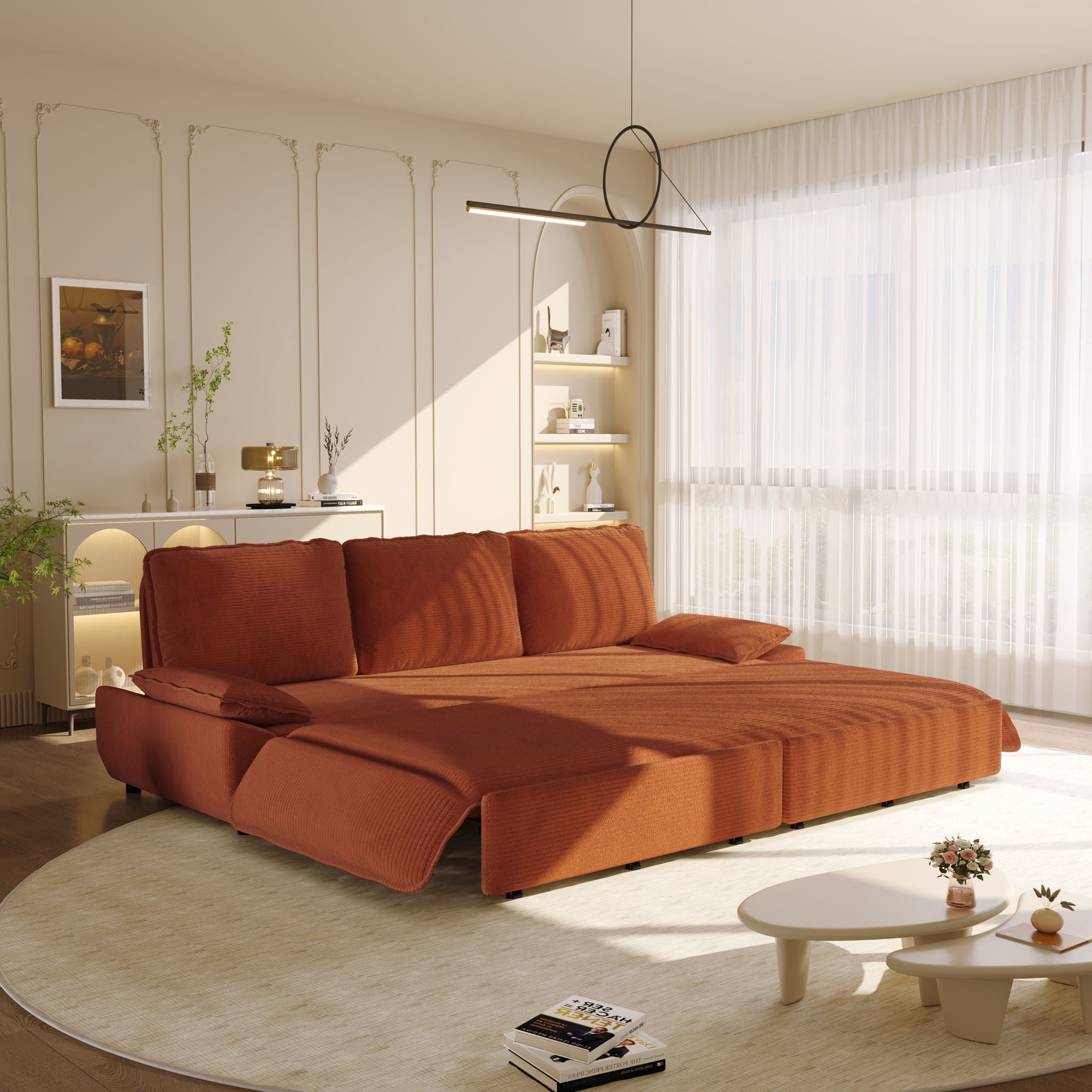 King Size Pull Out Sofa Bed, 3 In 1 Convertible Multifunctional