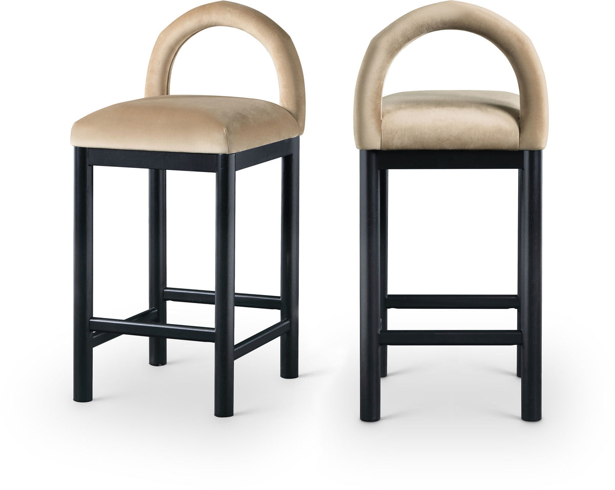 Conrad - Velvet Counter Stool With Black Legs