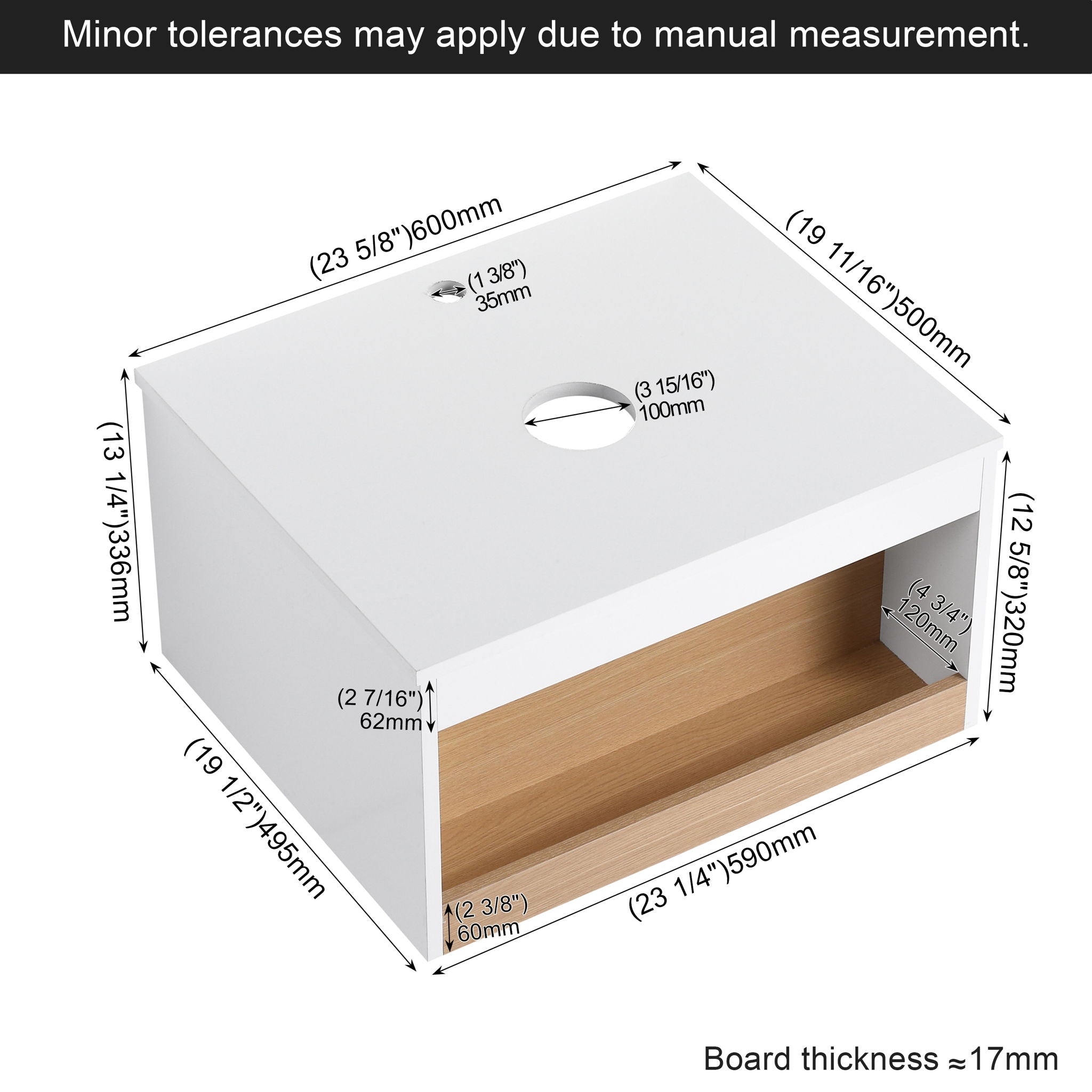 Floating Bathroom Vanity With Vessel Sink With Open Shelf Storage