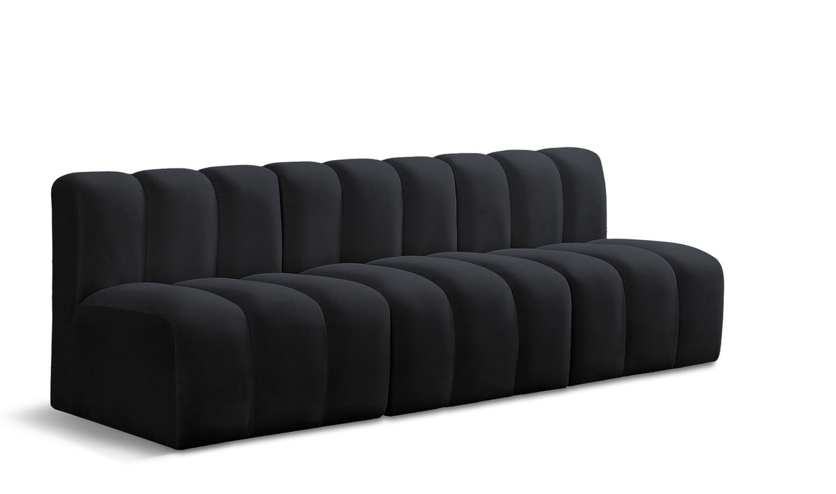 Arc - Velvet 3 Piece Modular Straight Sofa