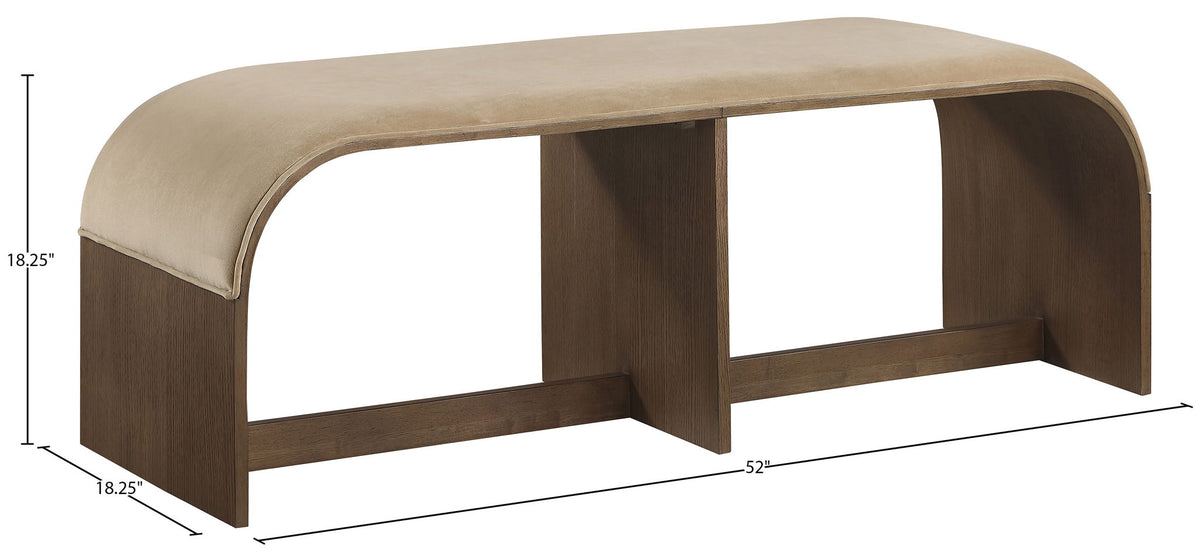 Sable - 52" Velvet Performance Fabric Upholstered Bench